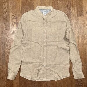 Brunello Cucinelli Leisure Fit Linen Mandarin Collar L/S Button Shirt Mens M